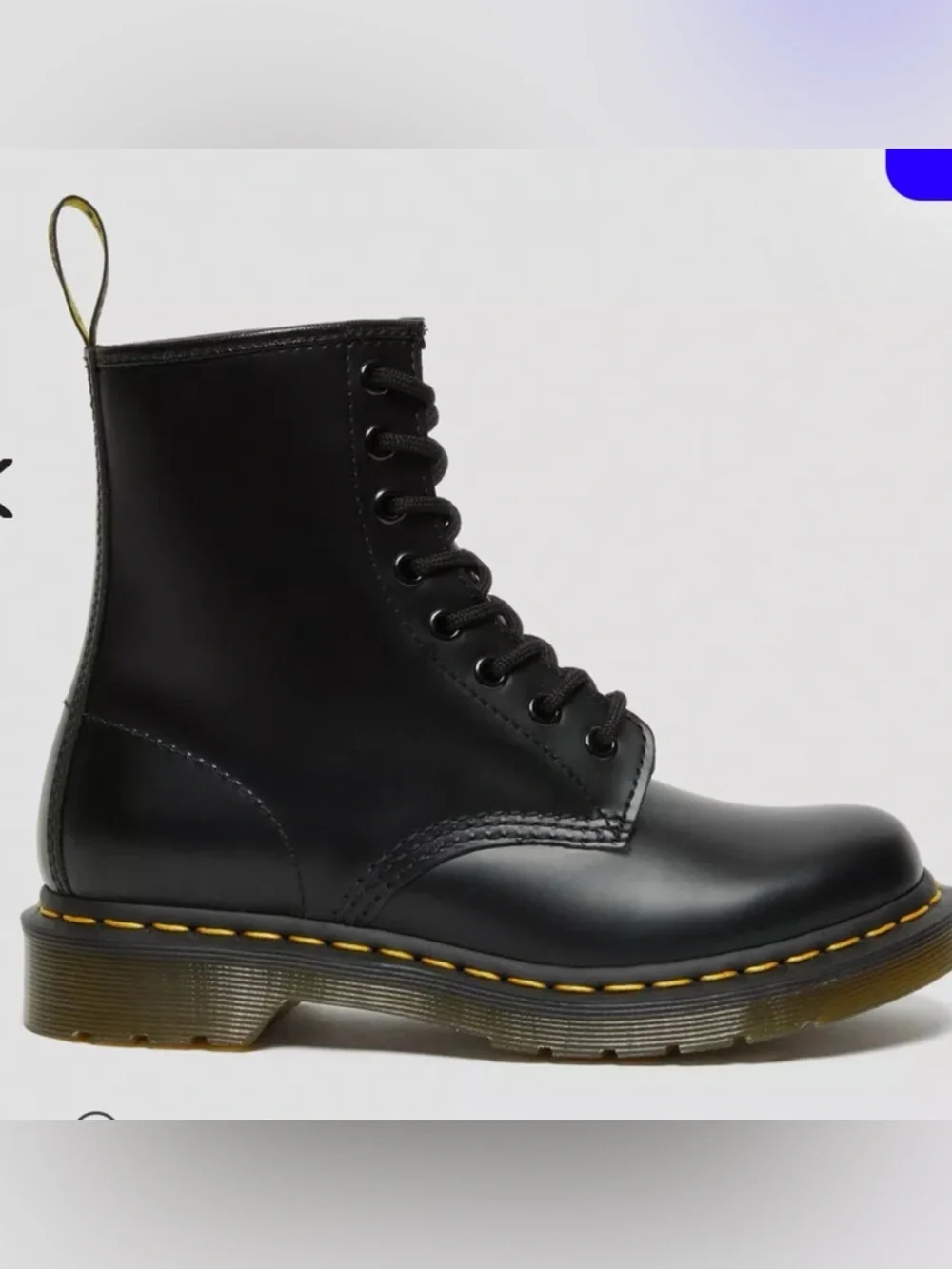 Classic Dr. Martens Black Leather Lace-Up Combat Boots- 1460 - Picture 2 of 4